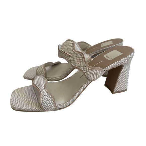 DOLCE VITA  Tan White Leather Double Strap Sandals Heels Size 12 NEW NWOB - Picture 3 of 9